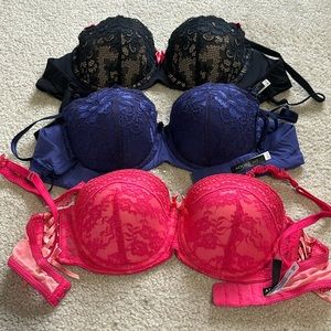 Adore Me Bundle of 3 EXCELLENT Condition Bras, Sz 34C, Matching Panties Included